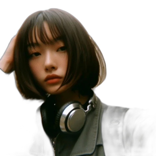face, robot, jacket, hair, photorealistic, cyberpunk, concept art, anime transparent PNG cut-out