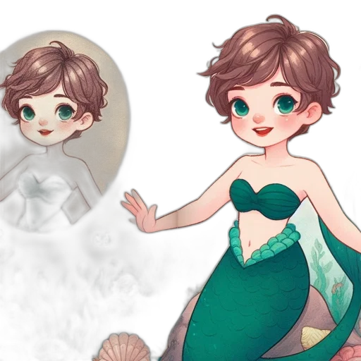 dress, concept art, fantasy art, pixel art, watercolor, underwater, green, pastel transparent PNG cut-out