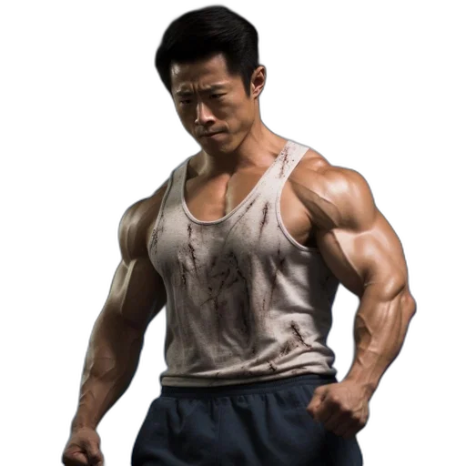 weapon, photorealistic, 3d render, concept art, oil painting, muscular, man, gym transparent PNG cut-out