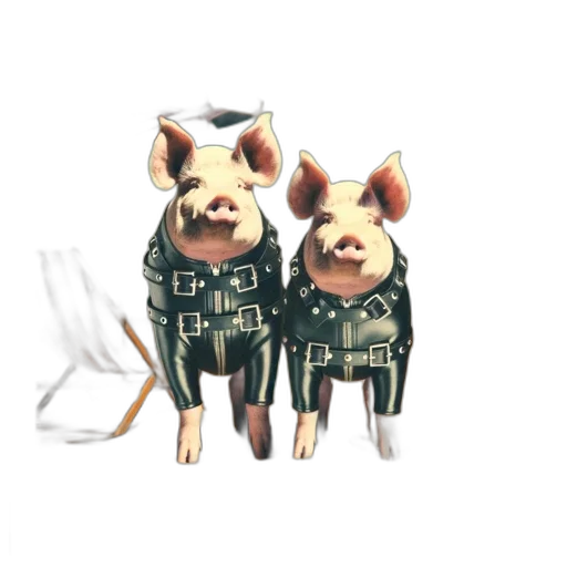 animal, jacket, 3d render, concept art, pixel art, photorealistic, two, pigs transparent PNG cut-out