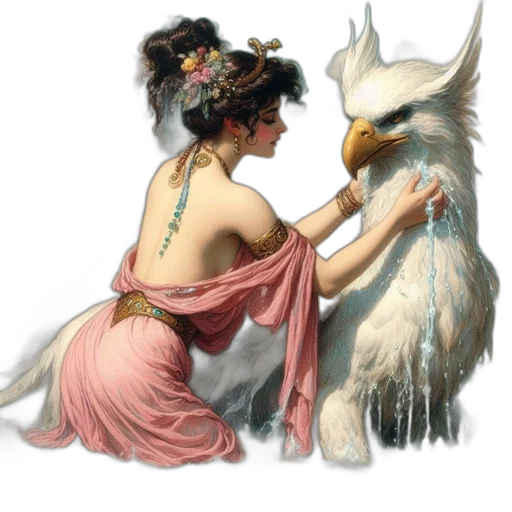 dress, dragon, jewelry, animal, fantasy art, concept art, oil painting, photorealistic transparent PNG cut-out