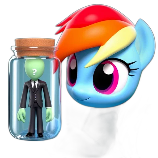 bottle, concept art, 3d render, cartoon, vaporwave, vibrant, blue, pegasus transparent PNG cut-out