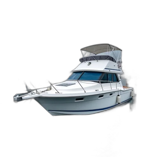 white, boat, blue, stripe, docked, marina, has, large transparent PNG cut-out