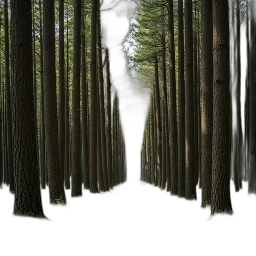 tree, hair, photorealistic, concept art, 3d render, fantasy art, forest, fog transparent PNG cut-out