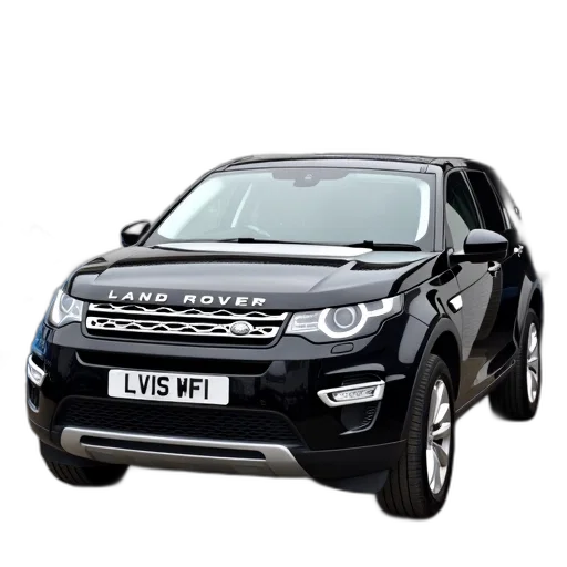 car, black, land, rover, parked, front, garage, sign transparent PNG cut-out