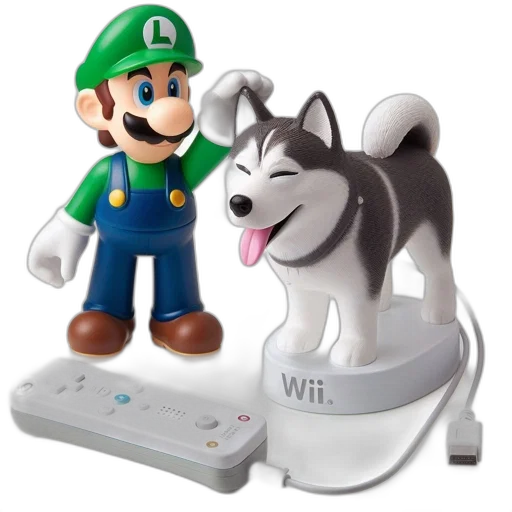 animal, 3d render, concept art, monochrome, scene, luigi, figurine, stands transparent PNG cut-out