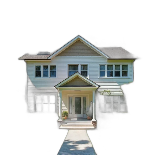 building, 3d render, photorealistic, concept art, two-story, house, gabled, roof transparent PNG cut-out