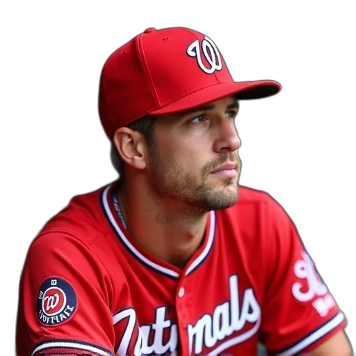 man, wearing, red, baseball, cap, letter, sitting, his transparent PNG cut-out