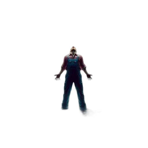 robot, jacket, creature, staff, concept art, pixel art, 3d render, cyberpunk transparent PNG cut-out