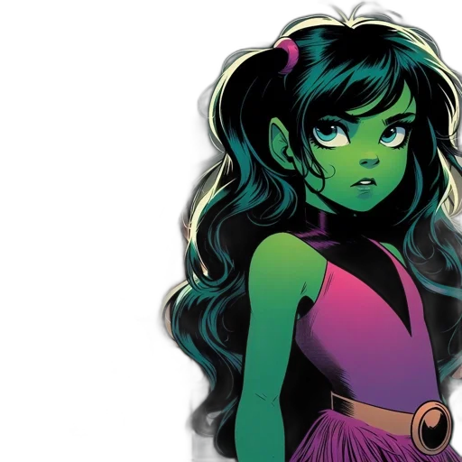 comic book art, concept art, green, neon, scene, depicts, girl, skin transparent PNG cut-out