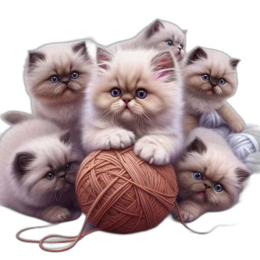 animal, photorealistic, fantasy art, pixel art, concept art, assortment, fluffy, primarily transparent PNG cut-out