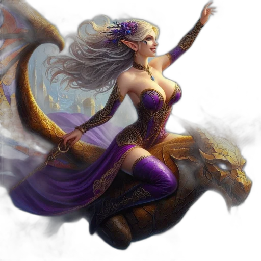 dragon, dress, fantasy art, concept art, pixel art, comic book art, golden, pastel transparent PNG cut-out
