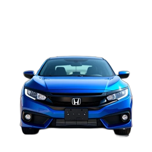 car, 3d render, photorealistic, concept art, cartoon, blue, honda, civic transparent PNG cut-out