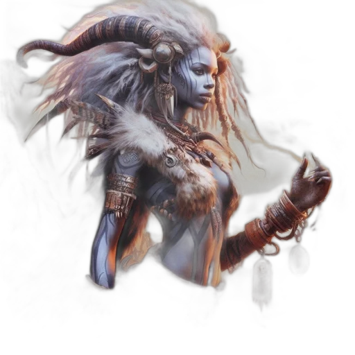 creature, mask, staff, face, fantasy art, concept art, watercolor, photorealistic transparent PNG cut-out