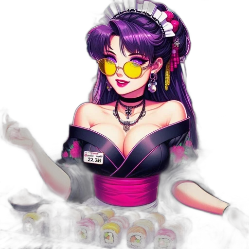 jewelry, dress, mask, staff, concept art, fantasy art, vaporwave, cyberpunk transparent PNG cut-out