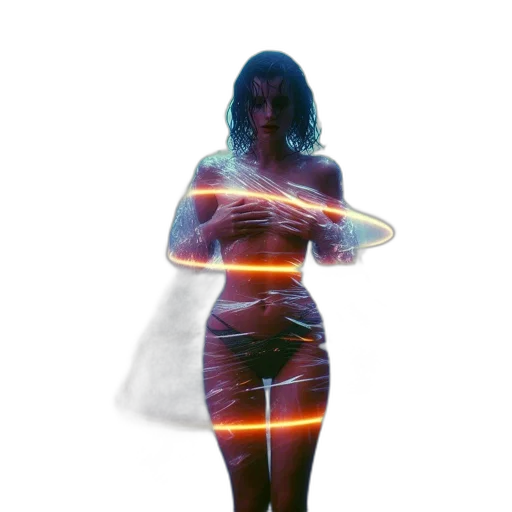 dress, jewelry, jacket, creature, concept art, cyberpunk, 3d render, pixel art transparent PNG cut-out