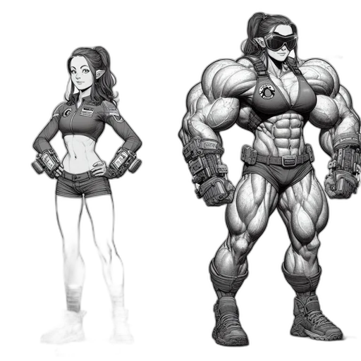 concept art, comic book art, 3d render, fantasy art, monochrome, two, women, caitlin transparent PNG cut-out