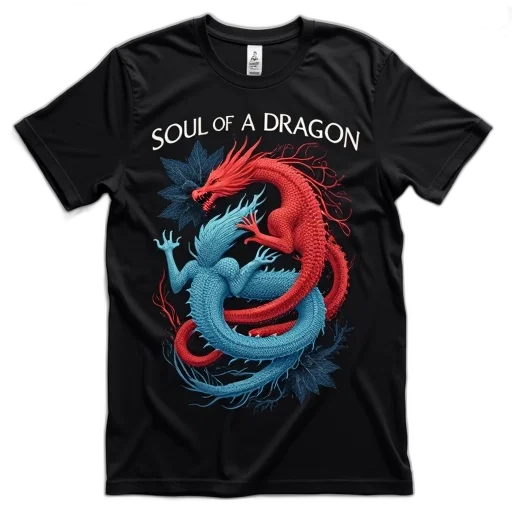 dragon, fantasy art, black, t-shirt, graphic, design, featuring, red transparent PNG cut-out