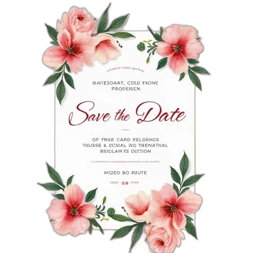 floral, save, date, wedding transparent PNG cut-out