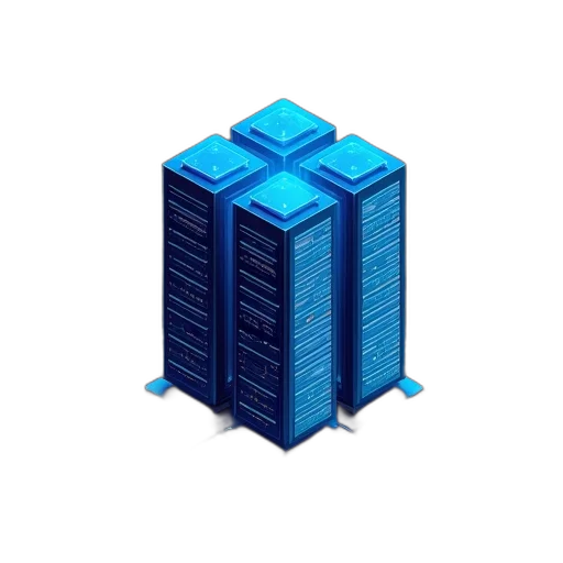 robot, building, weapon, 3d render, pixel art, concept art, vaporwave, blue transparent PNG cut-out