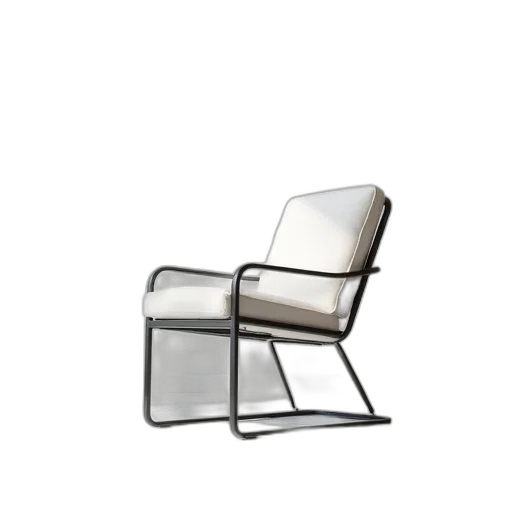 furniture, 3d render, photorealistic, modern, chair, metal, frame, white transparent PNG cut-out