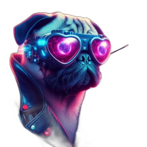 staff, robot, creature, animal, cyberpunk, concept art, vaporwave, fantasy art transparent PNG cut-out