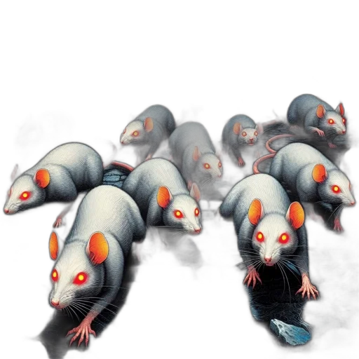 creature, concept art, watercolor, fantasy art, underwater, white, rats, glowing transparent PNG cut-out