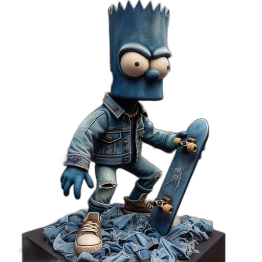 concept art, 3d render, cartoon, comic book art, three-dimensional, blue, bart, simpson transparent PNG cut-out