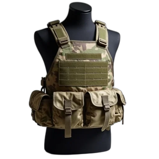 jacket, weapon, tactical, vest, multiple, pouches, mesh, back transparent PNG cut-out