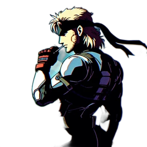 jacket, weapon, robot, cyberpunk, concept art, comic book art, pixel art, blue transparent PNG cut-out