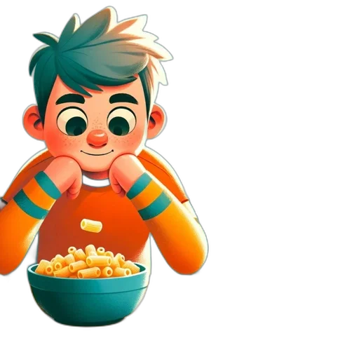 food, 3d render, cartoon, concept art, comic book art, green, young, boy transparent PNG cut-out