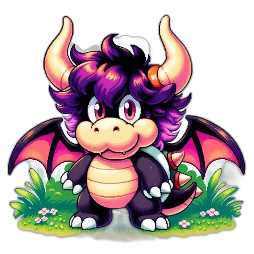 dragon, creature, animal, pixel art, concept art, fantasy art, 3d render, dragon-bunny transparent PNG cut-out