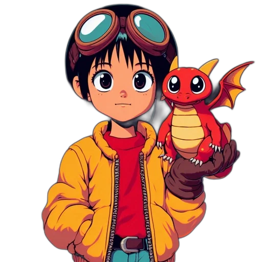 dragon, animal, jacket, creature, pixel art, concept art, anime, cartoon transparent PNG cut-out