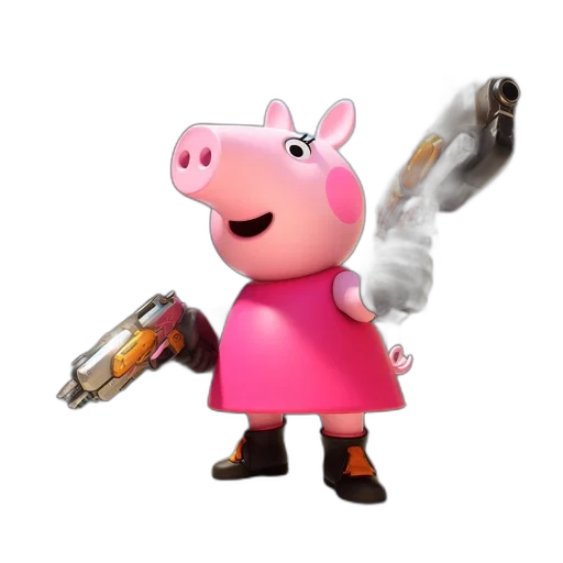 weapon, animal, staff, creature, concept art, 3d render, peppa, pig transparent PNG cut-out