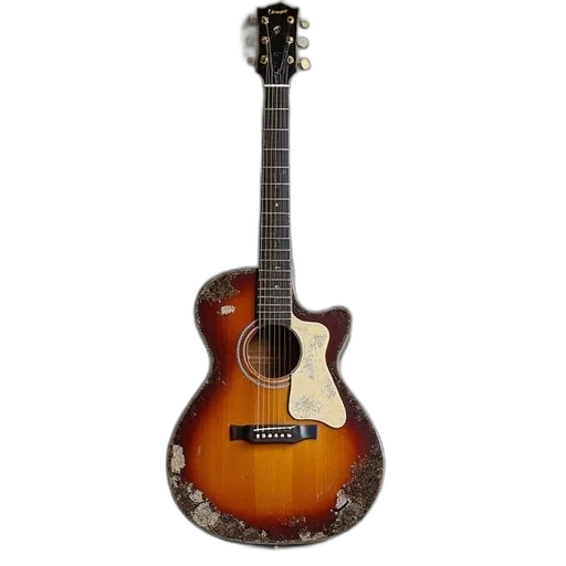 3d render, weathered, worn, guitar, cracked, faded, body, broken transparent PNG cut-out