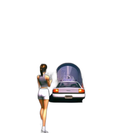 car, robot, dress, shoes, vaporwave, concept art, pixel art, 3d render transparent PNG cut-out