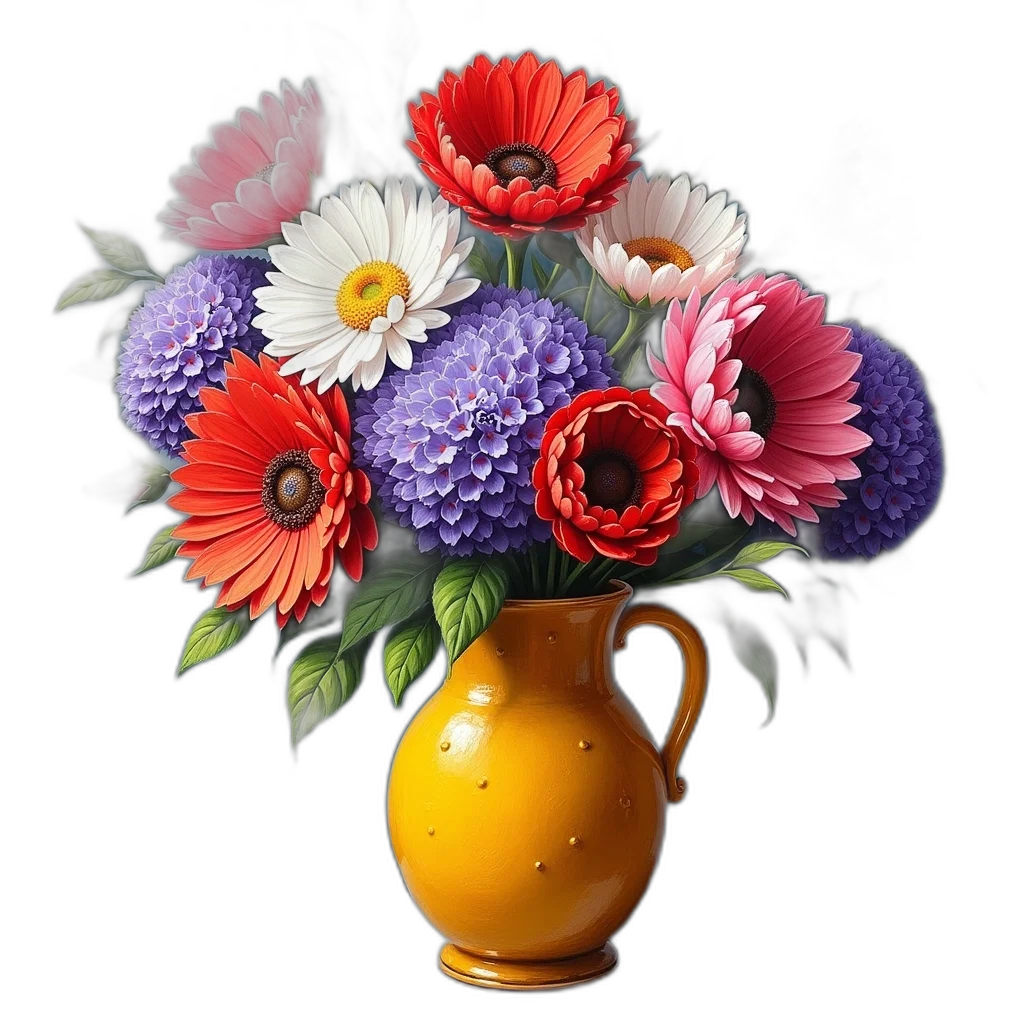 flower, crown, photorealistic, oil painting, 3d render, colorful, vibrant, painting transparent PNG cut-out