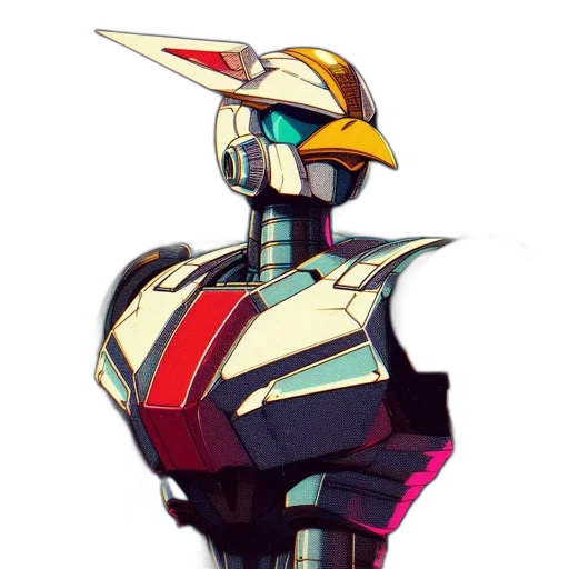 robot, weapon, concept art, vaporwave, pixel art, cyberpunk, pastel, colorful transparent PNG cut-out