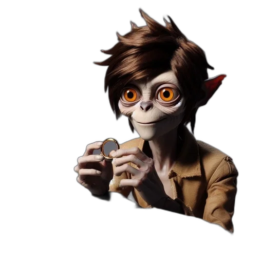 staff, creature, face, robot, concept art, fantasy art, 3d render, pixel art transparent PNG cut-out