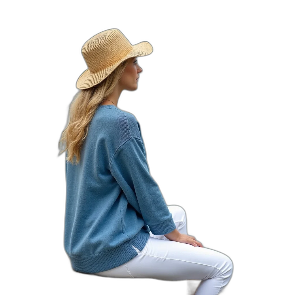 hat, jacket, staff, 3d render, photorealistic, blue, pastel, earth tones transparent PNG cut-out