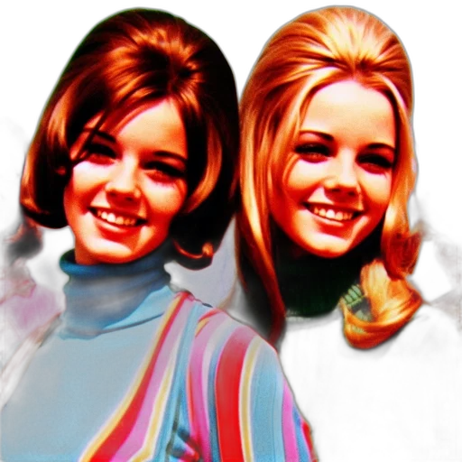 photorealistic, oil painting, 3d render, comic book art, four, smiling, women, 1960s-70s transparent PNG cut-out