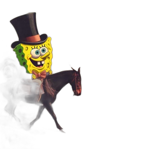 hat, animal, creature, staff, concept art, photorealistic, spongebob, squarepants transparent PNG cut-out