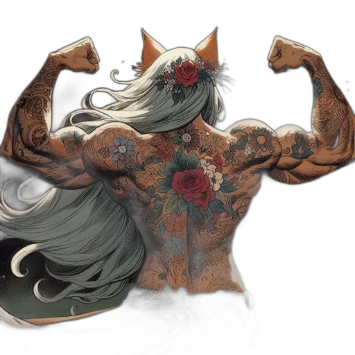 dragon, flower, concept art, fantasy art, anime, watercolor, muscular, figure transparent PNG cut-out