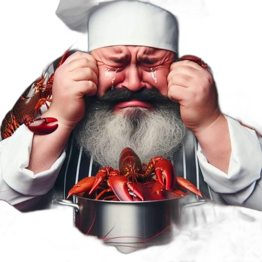 food, animal, creature, photorealistic, concept art, fire, distressed, chef transparent PNG cut-out