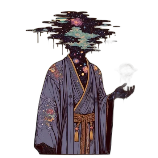 mask, umbrella, staff, creature, vaporwave, concept art, pixel art, cyberpunk transparent PNG cut-out