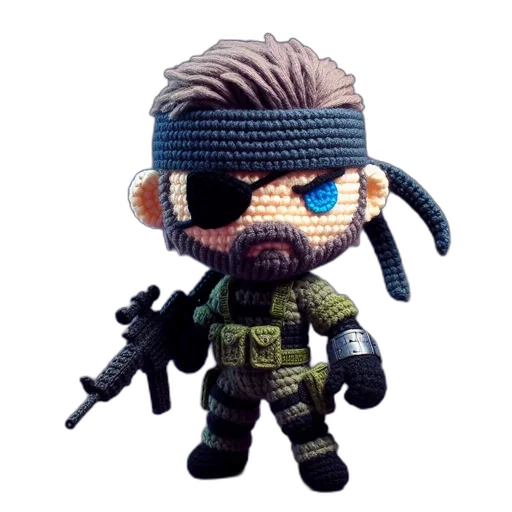 pixel art, concept art, 3d render, cyberpunk, crocheted, figurine, character, wears transparent PNG cut-out