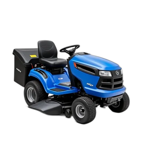 car, robot, blue, black, lawn, mower, seat, bag transparent PNG cut-out