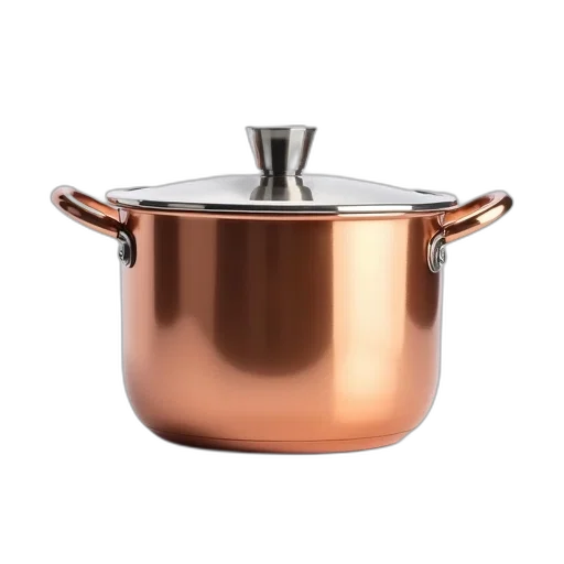 food, jewelry, 3d render, shiny, copper-colored, pot, silver, lid transparent PNG cut-out
