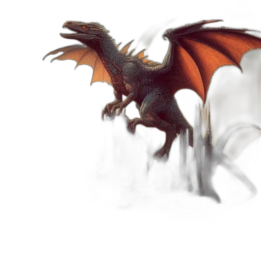 dragon, creature, sword, weapon, fantasy art, concept art, pixel art, photorealistic transparent PNG cut-out