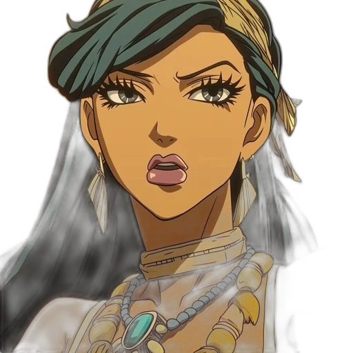 jewelry, face, staff, anime, cartoon, concept art, comic book art, golden transparent PNG cut-out